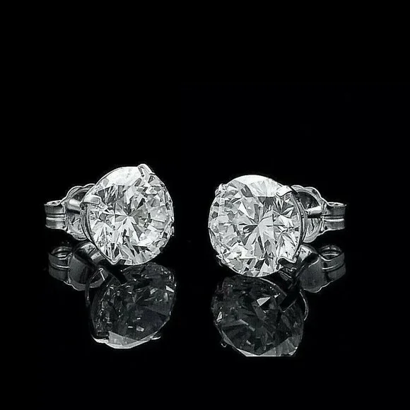 2CT ROUND VVS1 DIAMOND PUSH BACK EARRINGS!
